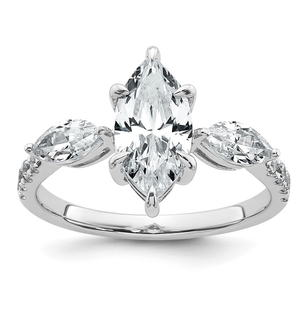 14kw 2 1/6ct Cert Lab Grown Diamond VS+ F+ Marquise Comp 3 Stone Eng Ring