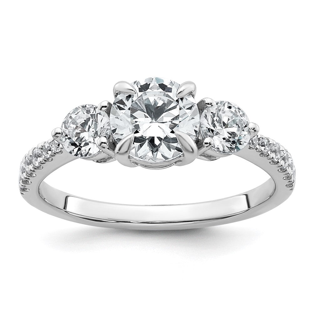 14kw 1 5/8ct Lab Grown Diamond VS+ F+ Round Comp 3 Stone Eng Ring