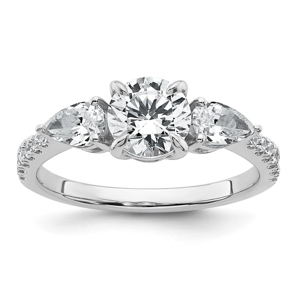 14kw 5/8ct Lab Grown Diamond VS+F+ Round 1ct Center Semi 3 Stone Eng Ring