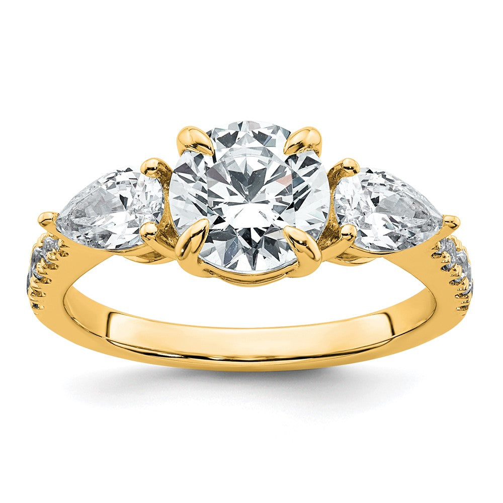 14k 2 1/3ct Cert Lab Grown Diamond VS+F+ Round Comp 3 Stone Eng Ring
