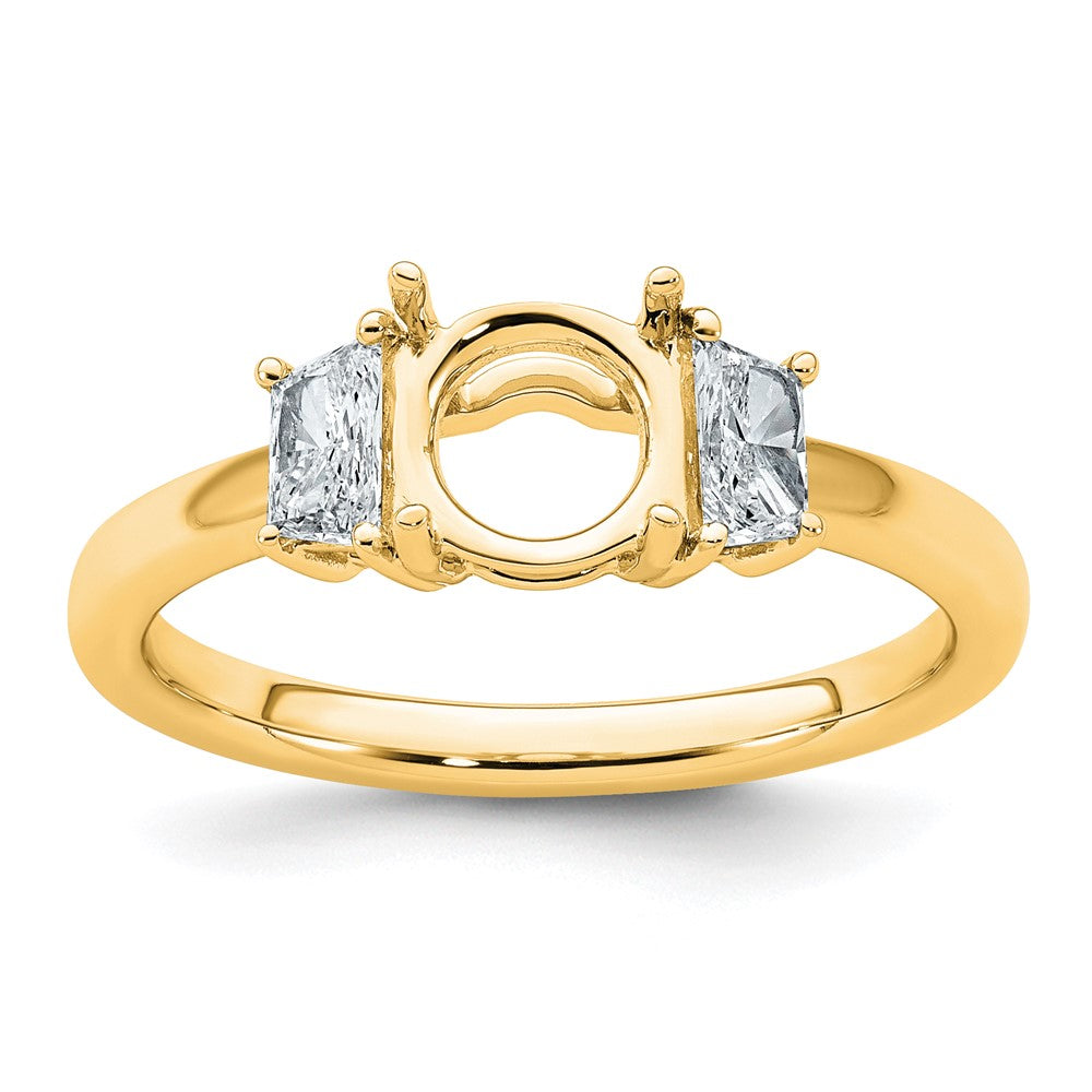 14k 3/8ct Lab Grown Diamond VS+ F+ Trapezoid Sidestones Semi Eng Ring