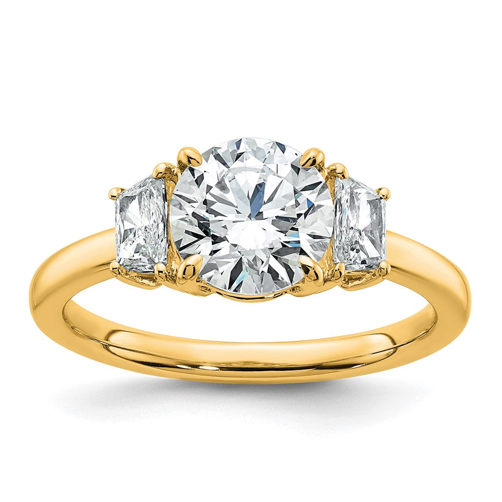 14k 1 7/8ct Cert Lab Grown Dia VS+ F+ Trapezoid Sidestones Comp Eng Ring
