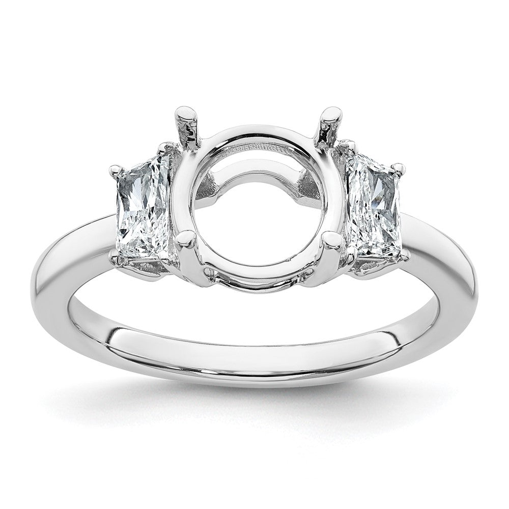 14kw 1/2ct Lab Grown Diamond VS+ F+ Trapezoid Sidestones Semi Eng Ring