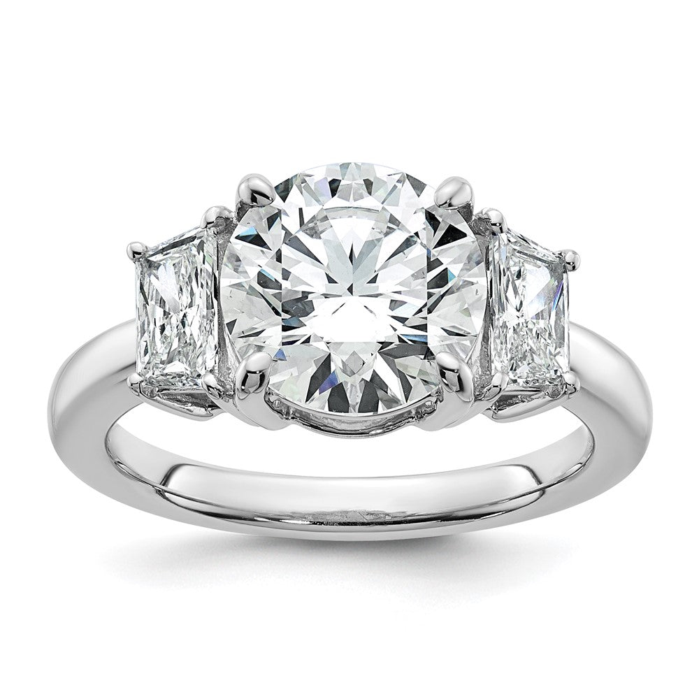 14kw 3 3/4ct Lab Grown Dia VS+ F+ Trapezoid Sidestones Comp Eng Ring