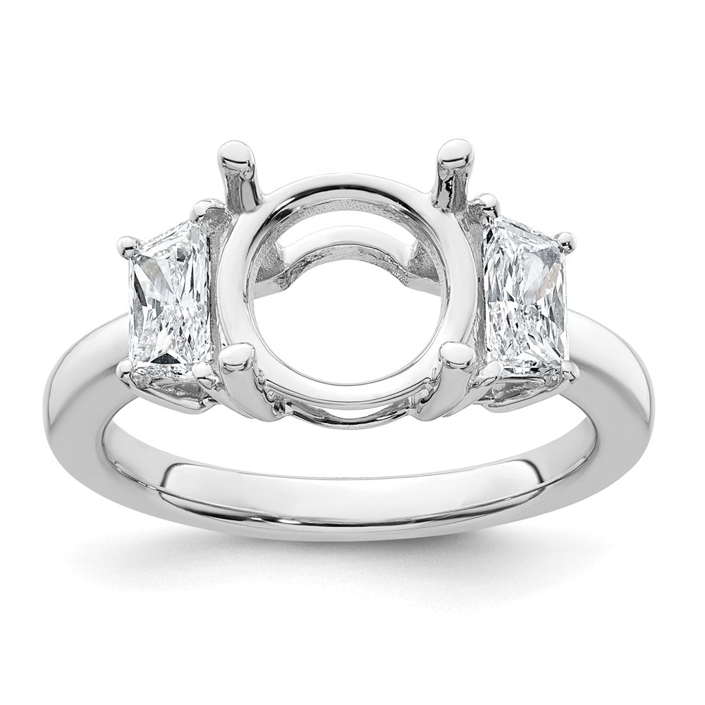 14kw 3/4ct Lab Grown Dia VS+ F+ Trapezoid Sidestones Semi Eng Ring