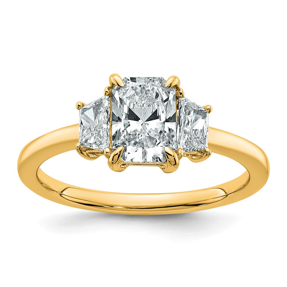 14k 1 3/8ct Cert Lab Grown Dia VS+ F+ Radiant&Trapezoid Comp Eng Ring