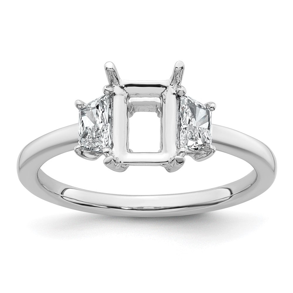14kw 3/8ct Lab Grown Diamond VS+ F+ Trapezoid 1ct Radiant Semi Eng Ring