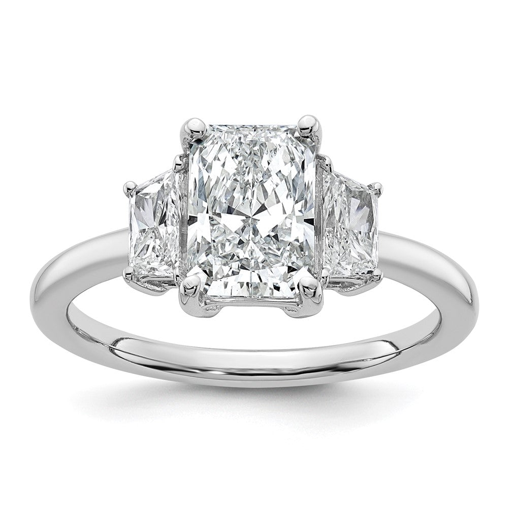 14kw 2ct Lab Grown Diamond VS+ F+ Radiant&Trapezoid Comp Eng Ring