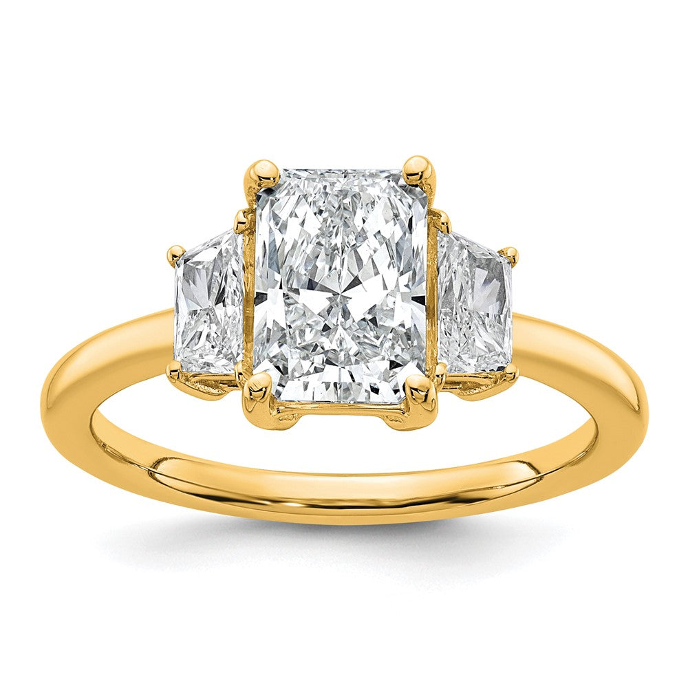 14k 2ct Cert Lab Grown Diamond VS+ F+ Radiant&Trapezoid Comp Eng Ring