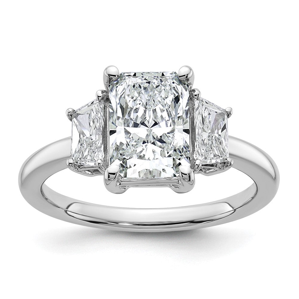 14kw 2 3/4ct Cert Lab Grown Dia VS+ F+ Radiant&Trapezoid Comp Eng Ring