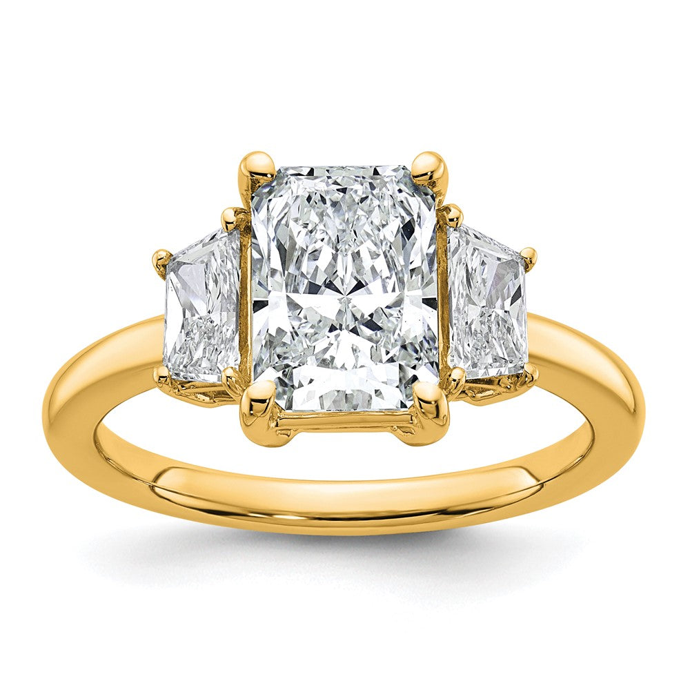 14k 2 3/4ct Cert Lab Grown Dia VS+ F+ Radiant&Trapezoid Comp Eng Ring