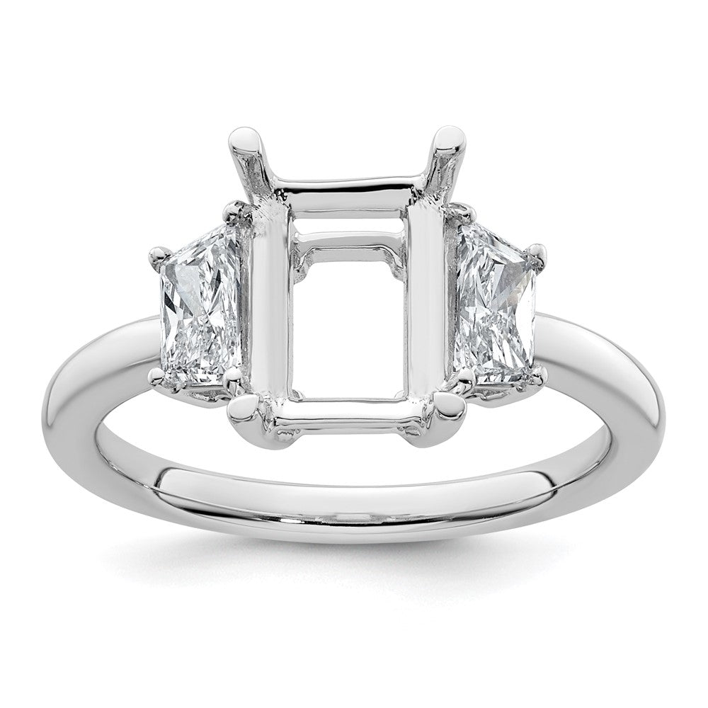14kw 3/4ct Lab Grown Diamond VS+ F+ Trapezoid 2ct Radiant Semi Eng Ring