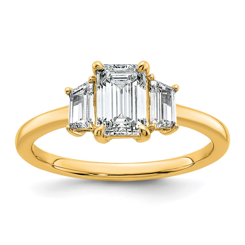 14k 1 3/8ct Cert Lab Grown Diamond VS+ F+ Emerald&Trapezoid Eng Ring