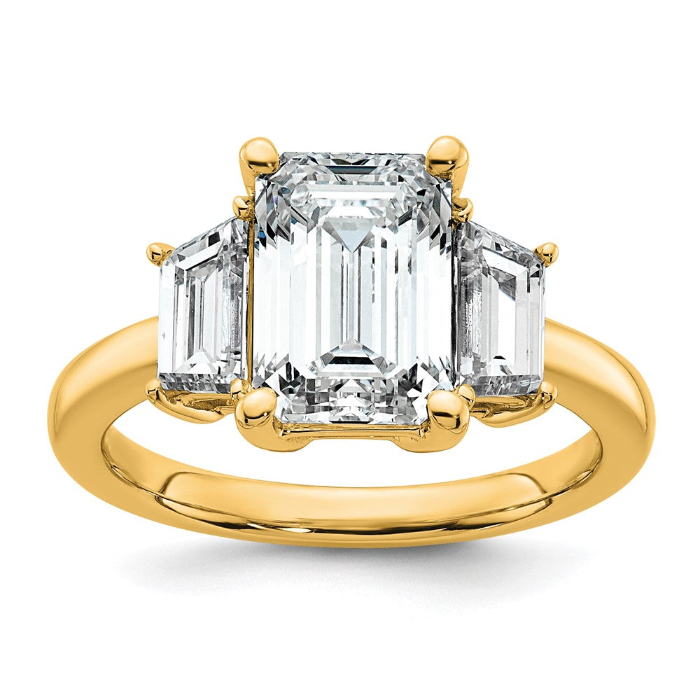 14k 1ct Lab Grown Dia VS+ F+ Semi Mount Emerald Center Ring
