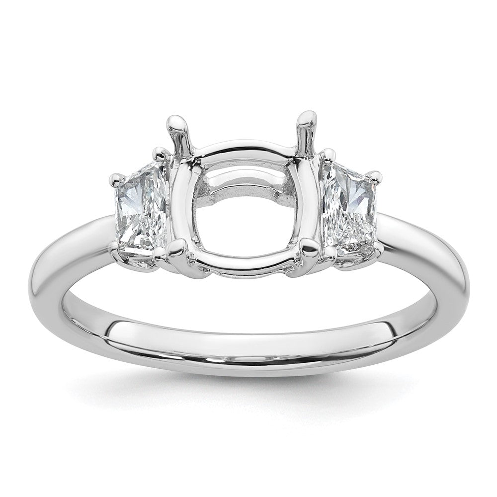 14kw 3/8ct Lab Grown Dia VS+ F+ Half Moon 1 1/2ct Cushion Semi Eng Ring