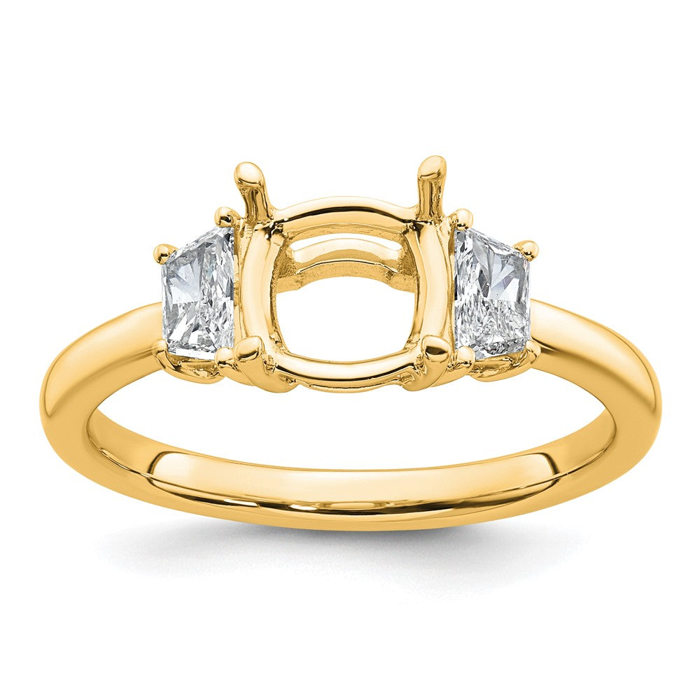 14k 3/8ct Lab Grown Dia VS+ F+ Half Moon 1 1/2ct Cushion Semi Eng Ring