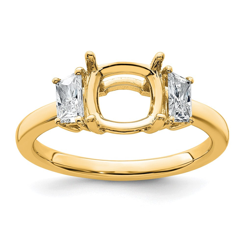14k 1/2ct Lab Grown Diamond VS+ F+ 1/2 Moon 2ct Cushion Semi Eng Ring