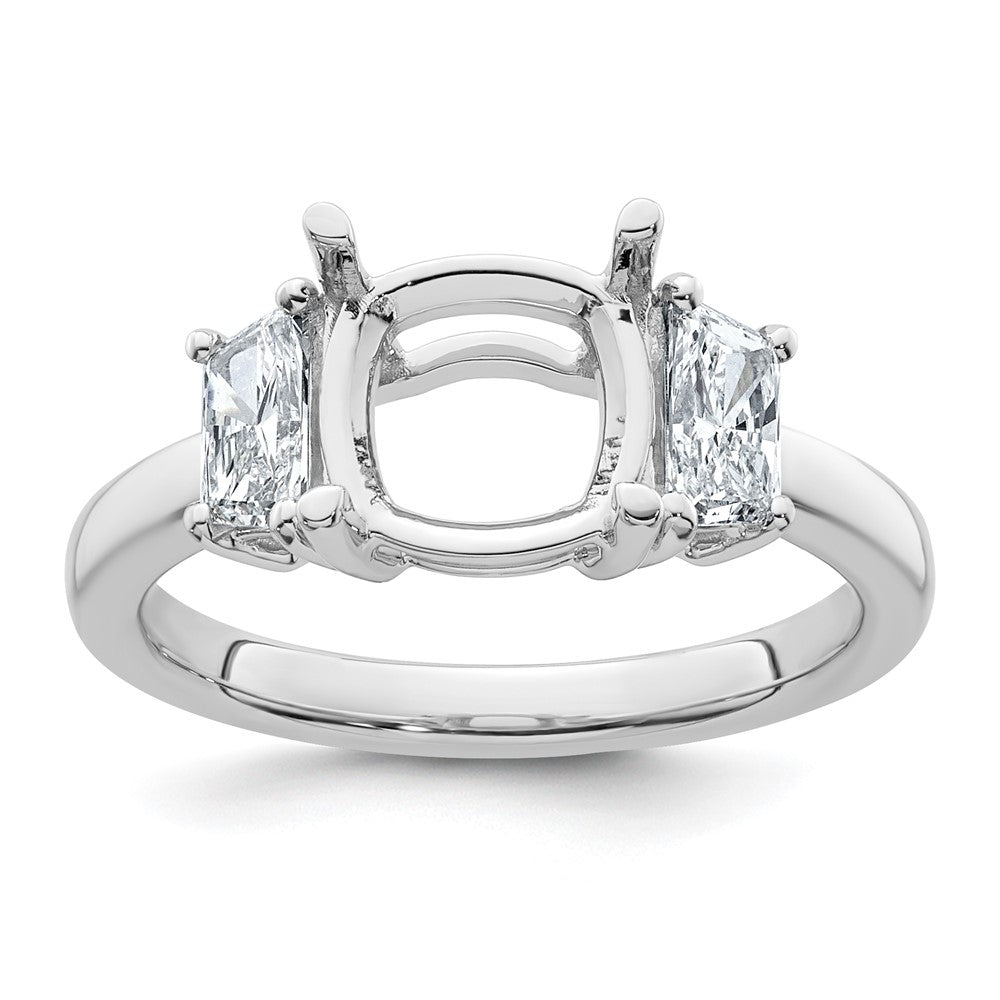 14kw 3/4ct Lab Grown Dia VS+ F+ 1/2 Moon 2 1/2ct Cushion Semi Eng Ring
