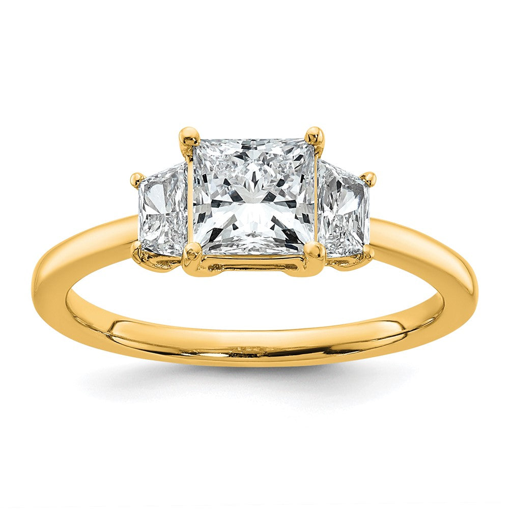 14k 1 3/8ct Cert Lab Grown Dia VS+ F+ Princess&Trapezoid Comp Eng Ring