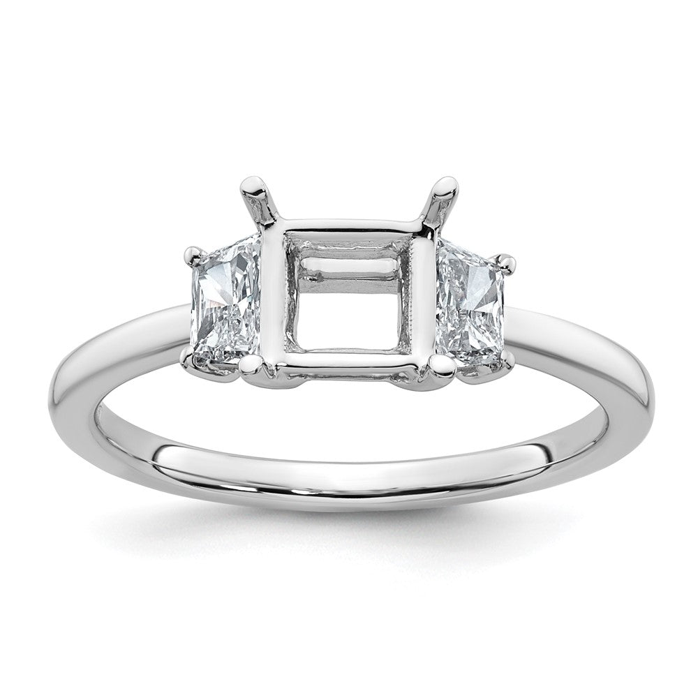 14kw 3/8ct Lab Grown Diamond VS+ F+ Trapezoid 1ct Princess Semi Eng Ring