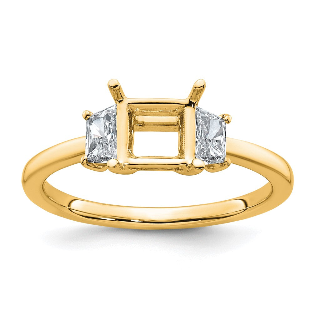14k 3/8ct Lab Grown Diamond VS+ F+ Trapezoid 1ct Princess Semi Eng Ring