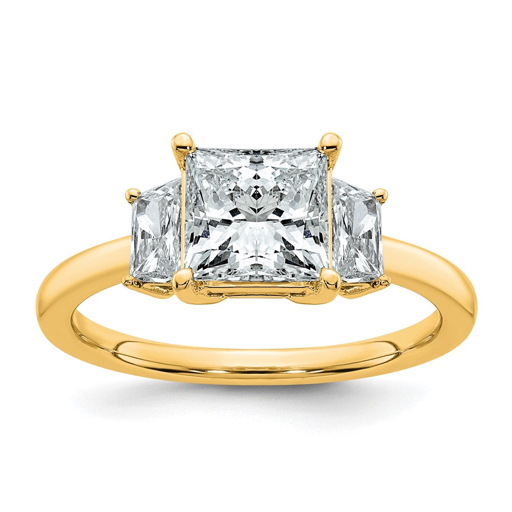 14k 2ct Cert Lab Grown Diamond VS+ F+ Princess&Trapezoid Comp Eng Ring