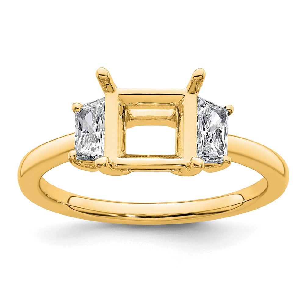 14k 1/2ct Lab Grown Dia VS+ F+ Trapezoid 1 1/2ct Princess Semi Eng Ring