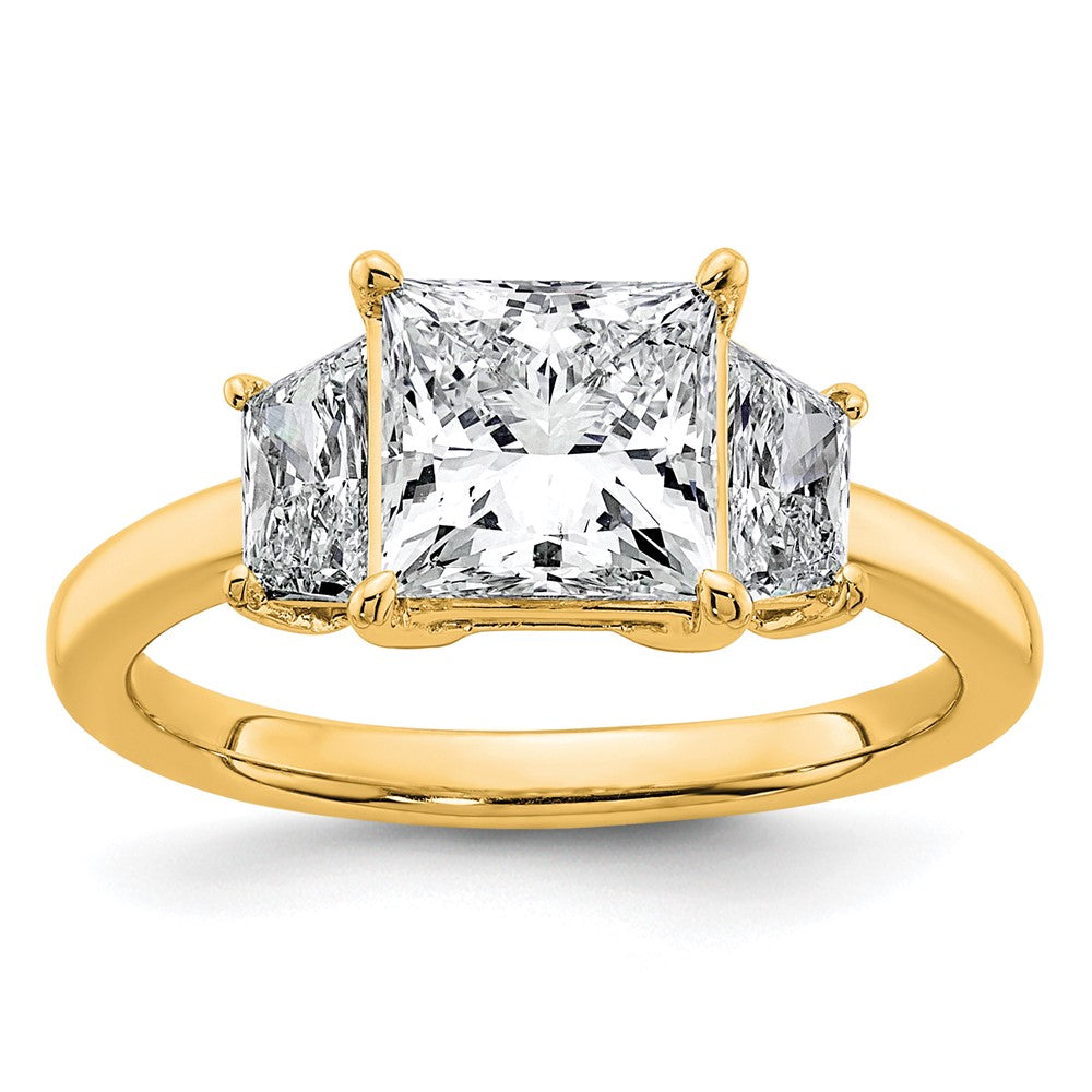 14k 2 3/4ct Cert Lab Grown Dia VS+ F+ Princess&Trapezoid Comp Eng Ring