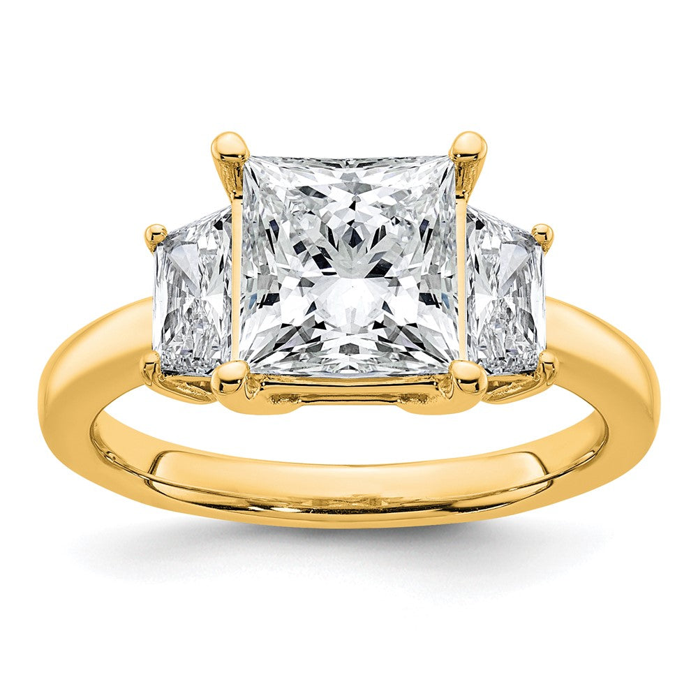14k 3 1/3ct Cert Lab Grown Dia VS+ F+ Princess&Trapezoid Comp Eng Ring