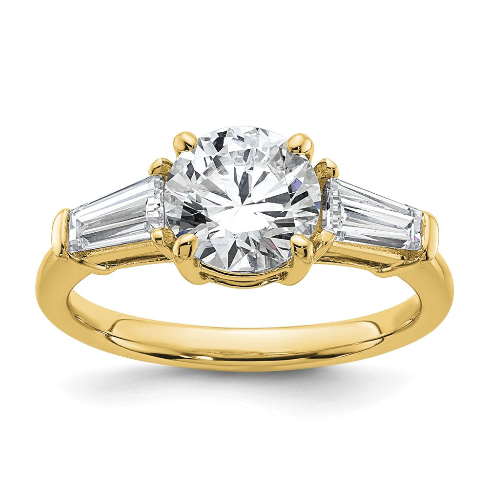 14k 2 1/5ct Cert Lab Grown Dia VS+ F+&Baguette Comp 3 Stone Eng Ring