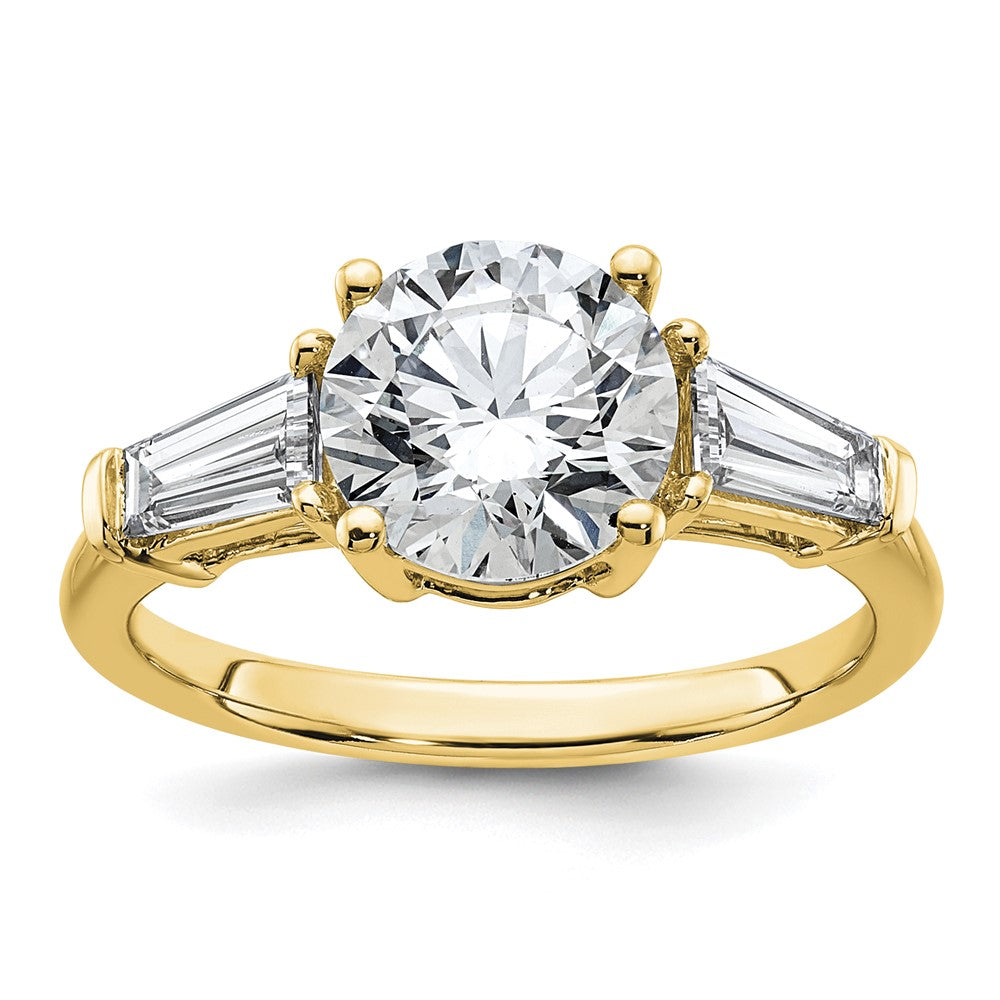 14k 3ct Lab Grown Dia VS+ F+&Baguette Comp 3 Stone Eng Ring