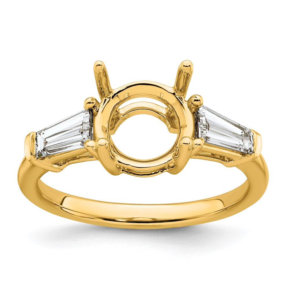 14k 3/4ct Lab Grown Dia VS+ F+ Baguette w/3ct Center Semi 3 Stone Eng Ring