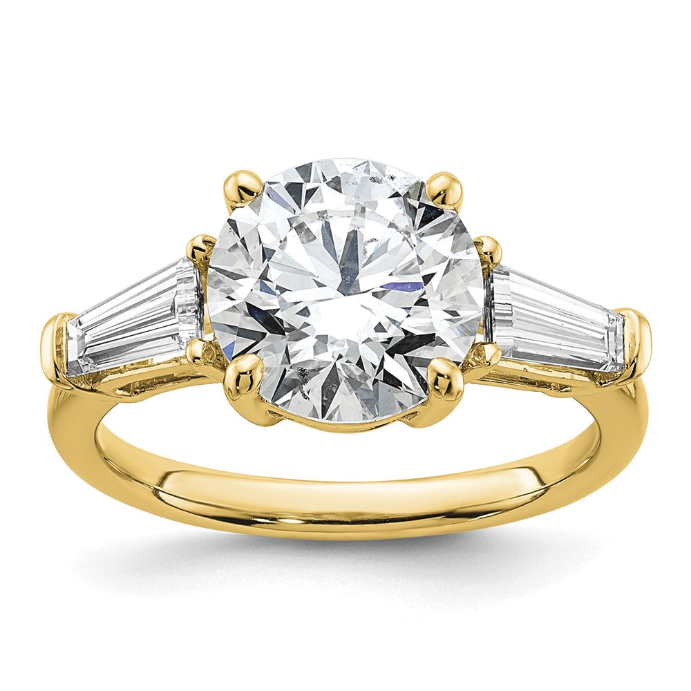 14k 3 3/4ct Cert Lab Grown Dia VS+ F+&Baguette Comp 3 Stone Eng Ring
