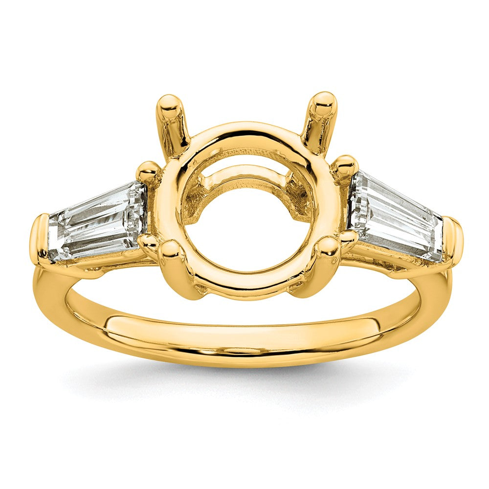14k 3/4ct Lab Grown Dia VS+ F+ Baguette w/3ct Center Semi 3 Stone Eng Ring