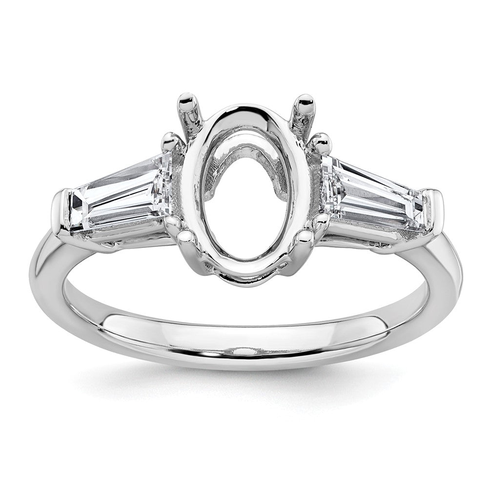 14kw 3/4ct Lab Grown Dia VS+ F+ Baguette 1 1/2ct Oval Semi 3 Stone Eng Ring