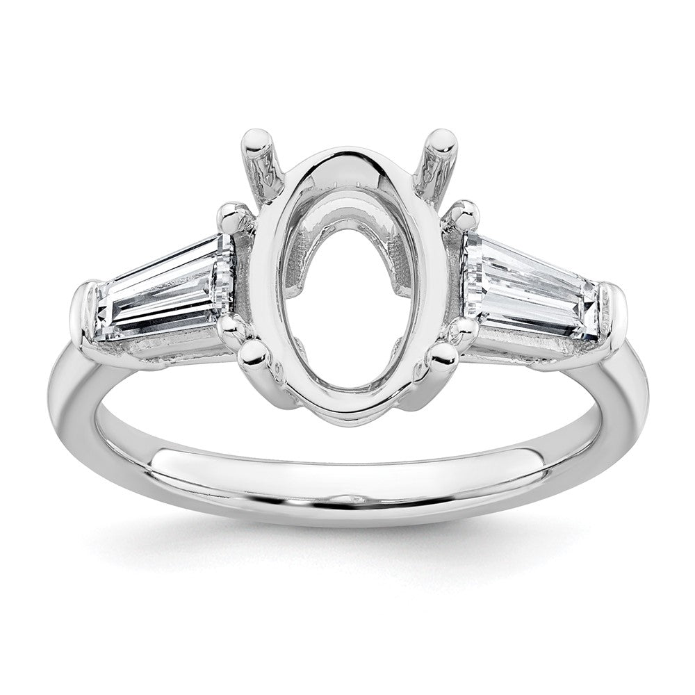 14kw 3/4ct Lab Grown Dia VS+ F+ Baguette 2ct Oval Semi 3 Stone Eng Ring