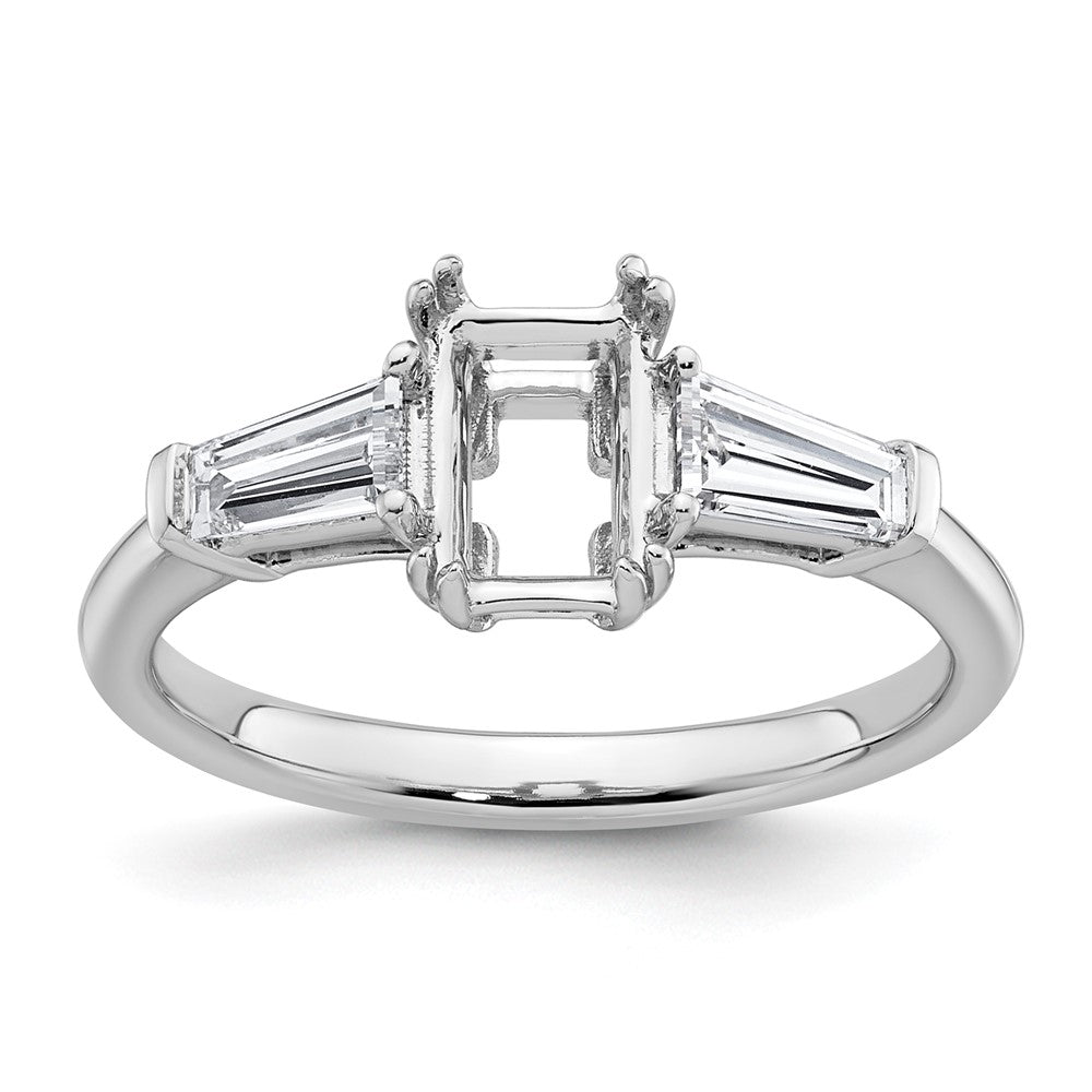 14kw 1/2ct Lab Grown Dia VS+ F+ Baguette 1ct Radiant Center Semi Eng Ring