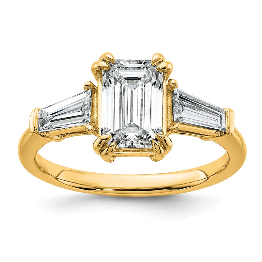 14k 2 1/5ct Cert Lab Grown Dia VS+ F+ Emerald&Tapered Baguette Eng Ring