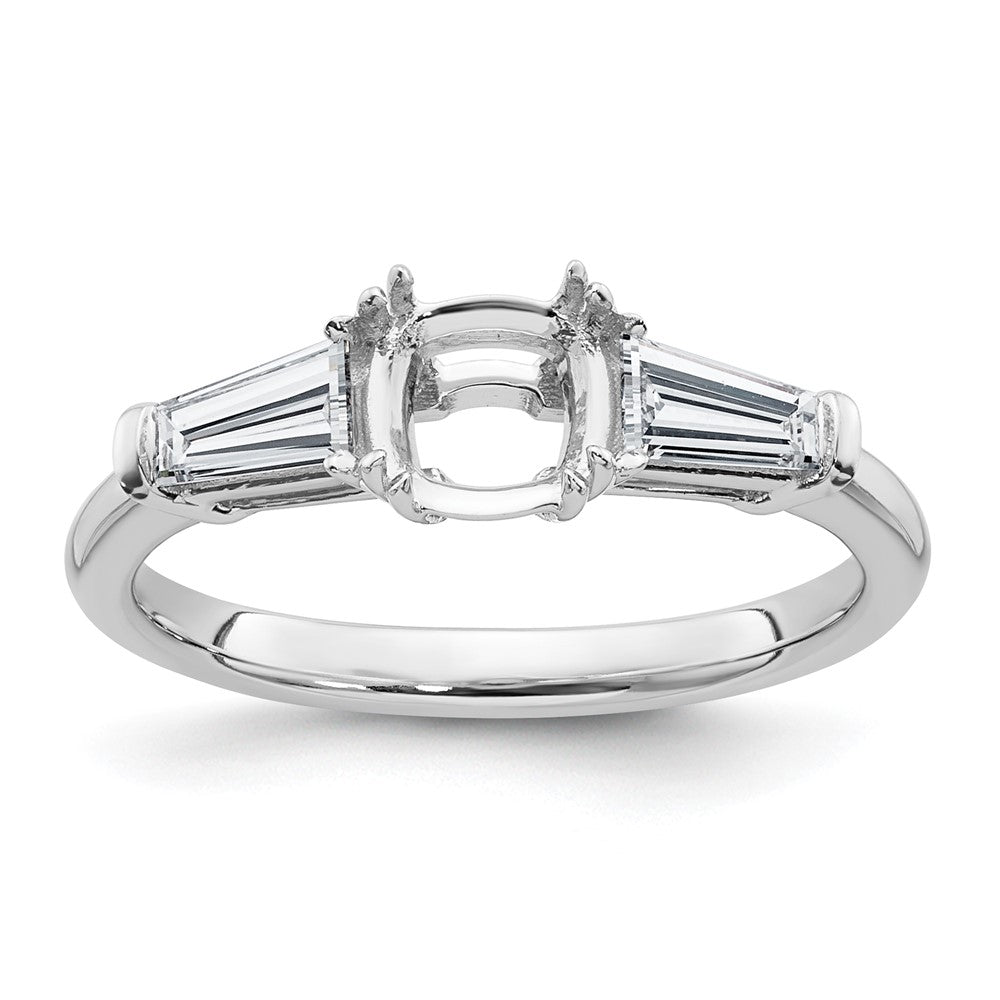 14kw 1/2ct Lab Grown Diamond VS+ F+ Baguette 1ct Cushion Semi Eng Ring