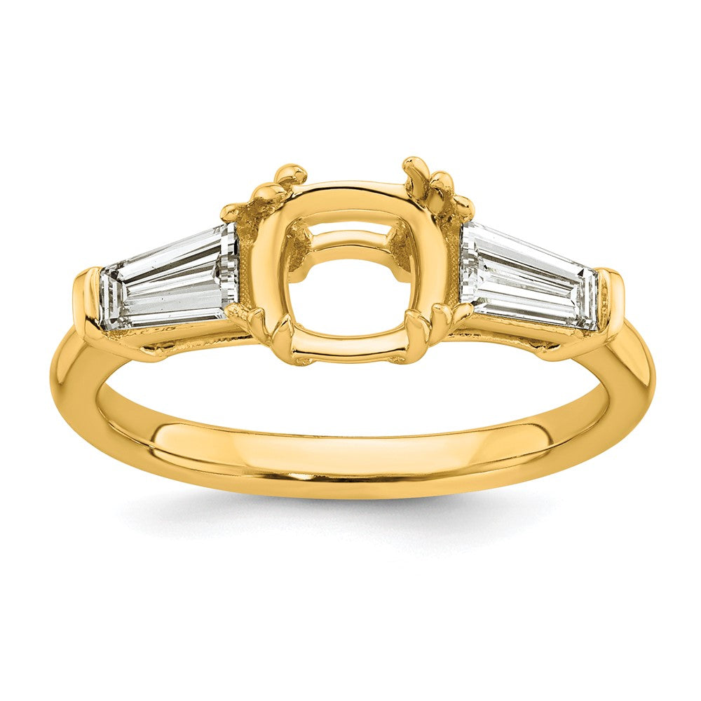 14k 5/8ct Lab Grown Diamond VS+ F+ Baguette 1 1/2ct Cushion Semi Eng Ring