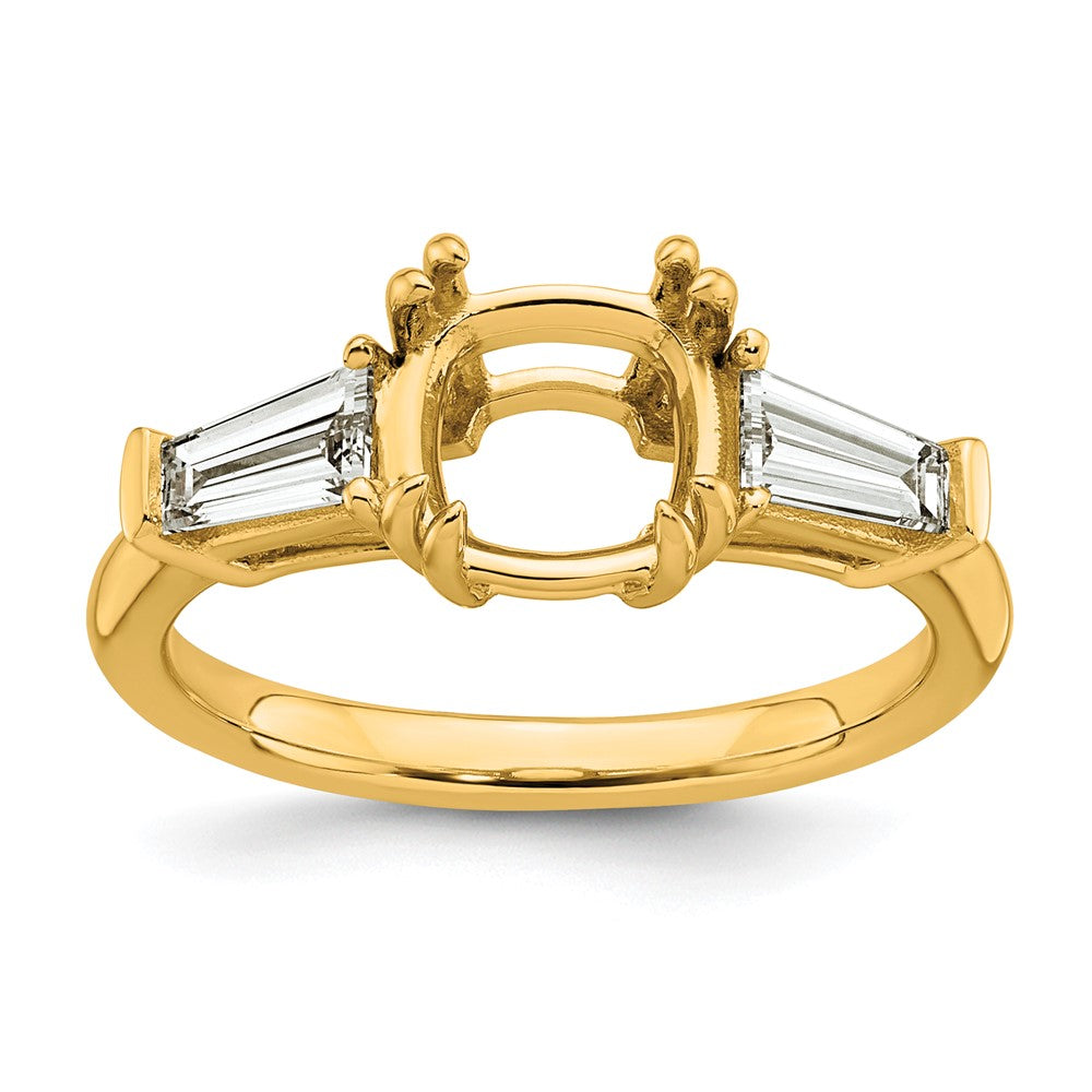 14k 5/8ct Lab Grown Diamond VS+ F+ Baguette 2ct Cushion Semi Eng Ring