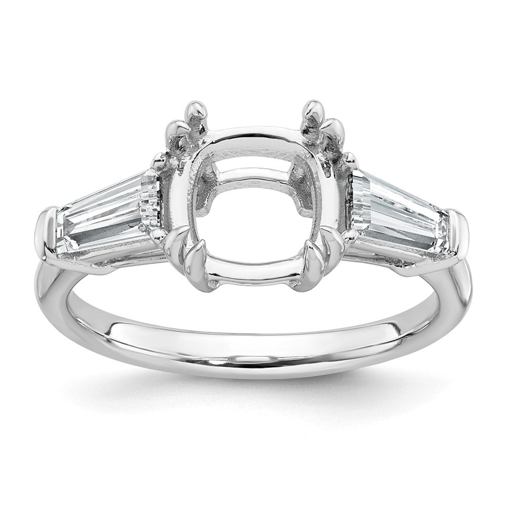 14kw 3/4ct Lab Grown Dia VS+ F+ Baguette 2 1/2ct Cushion Semi Eng Ring
