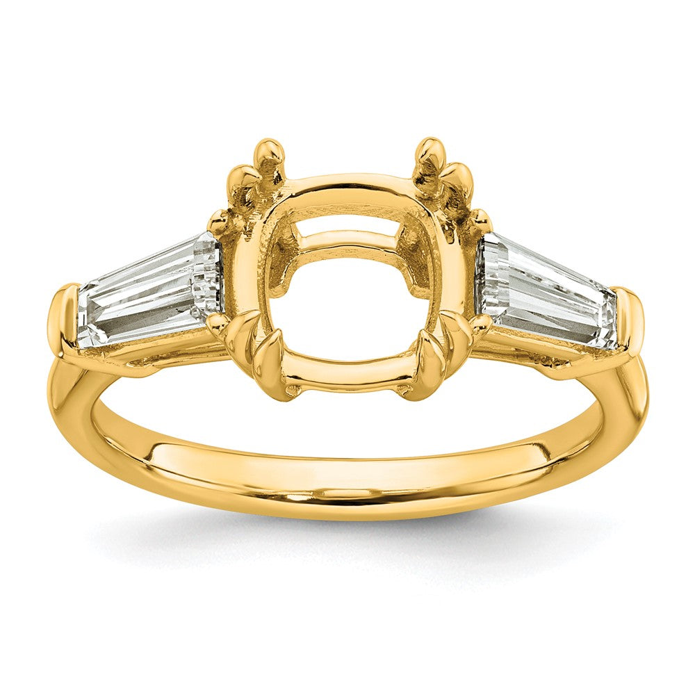 14k 3/4ct Lab Grown Diamond VS+ F+ Baguette 2 1/2ct Cushion Semi Eng Ring
