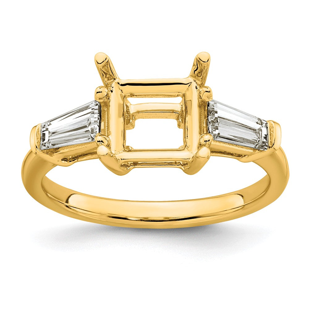 14k 5/8ct Lab Grown Diamond VS+ F+ Baguette 2ct Princess Semi Eng Ring