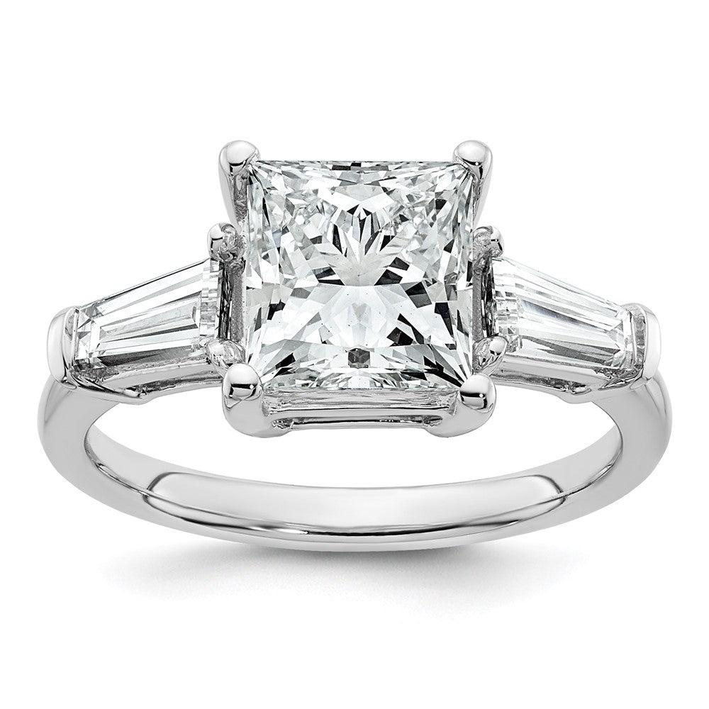 14kw 3 1/5ct Lab Grown Diamond VS+ F+ Princess&Baguette Comp Eng Ring