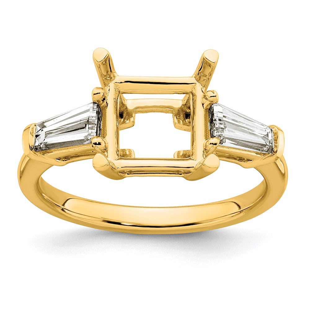 14k 3/4ct Lab Grown Diamond VS+ F+ Baguette 2 1/2ct Princess Semi Eng Ring