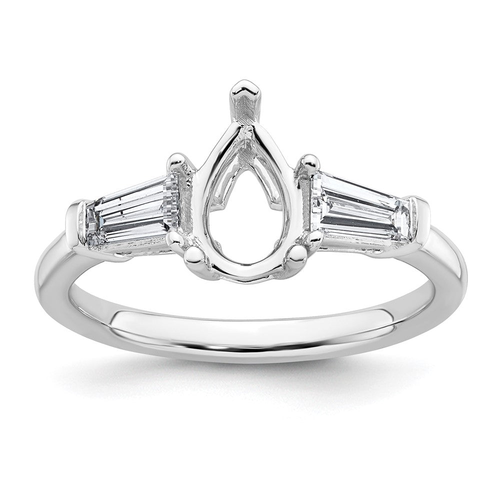 14kw 1/2ct Lab Grown Diamond VS+ F+ Baguette 1ct Pear Semi Eng Ring