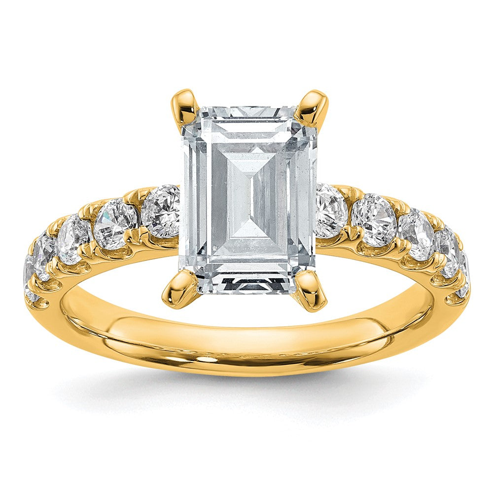 14k Cert 2 3/4ct Lab Grown Diamond VS+ F+ Emerald Comp Eng Ring