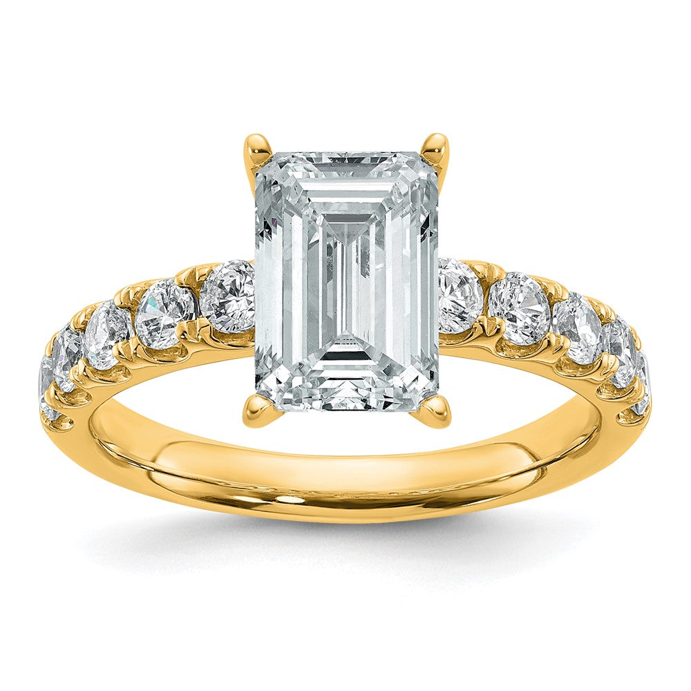 14k Cert 3 3/4ct Lab Grown Diamond VS+ F+ Emerald Comp Eng Ring