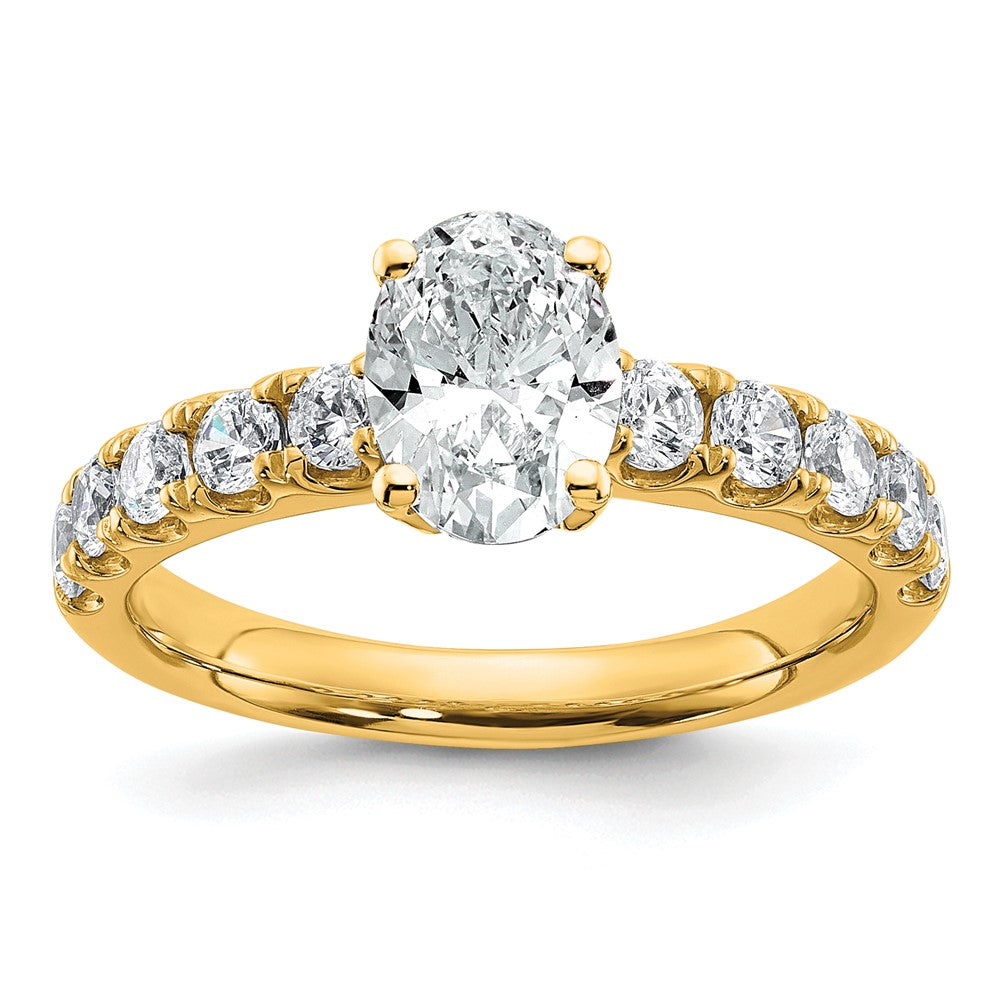14k Cert 1 3/4ct Lab Grown Diamond VS+ F+ Oval Comp Eng Ring